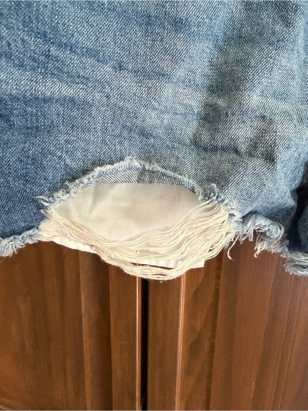 Mudd Distressed Button-Front Denim Shorts - Blue - Picture 6 of 8